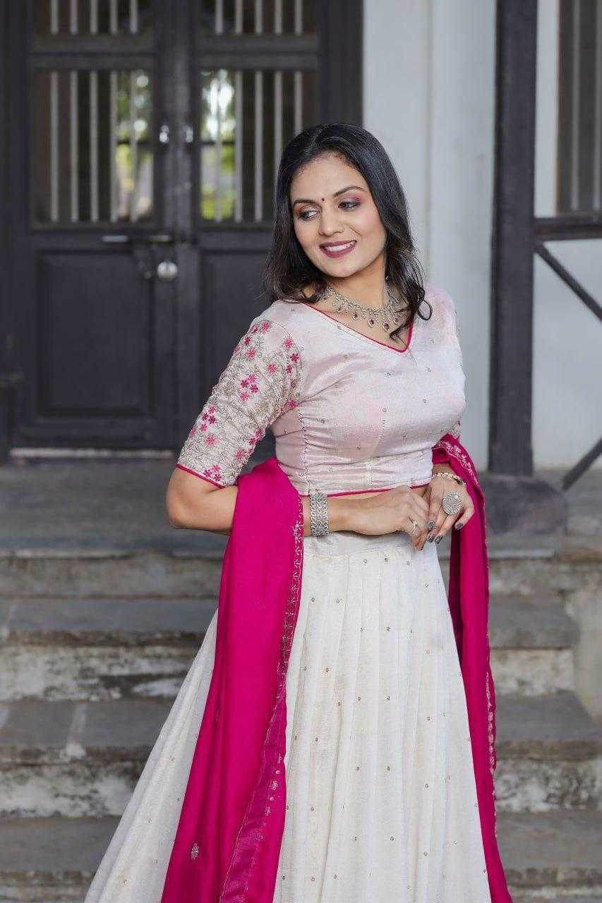 Vichitra Silk Designer Embroidered Lehenga - MYLUXURY LANE ENTERPRISE